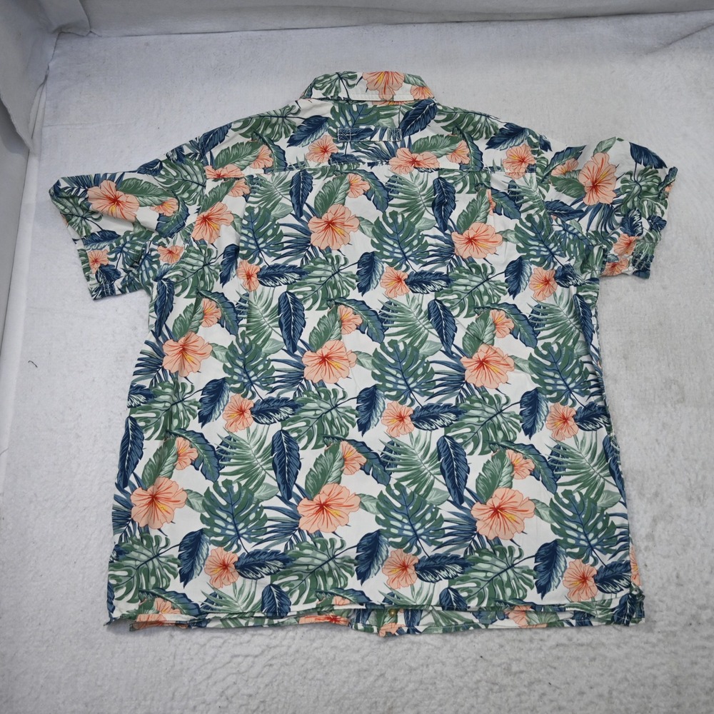 Duluth Trading Co Button Up Mens XL Slim Fit White Floral Tropical Short Sleeve - Picture 7 of 9